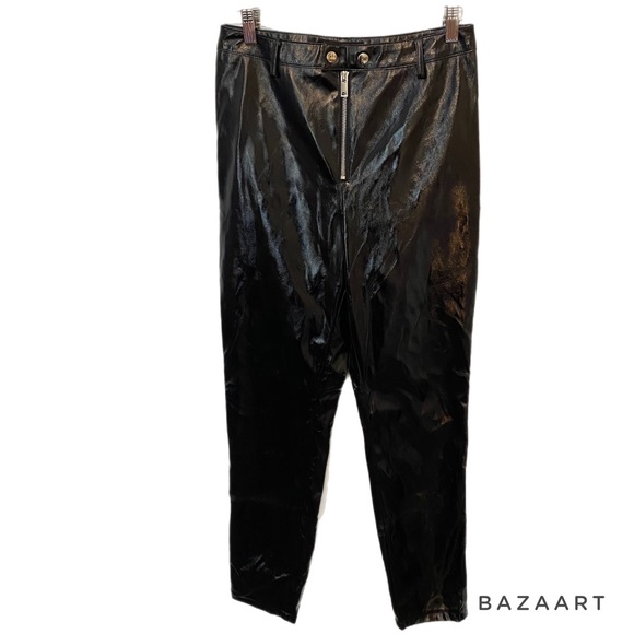 I‎ AM GIA Nikole Faux Leather Black Pants High Rise Exposed Zipper Size Medium - Picture 1 of 12